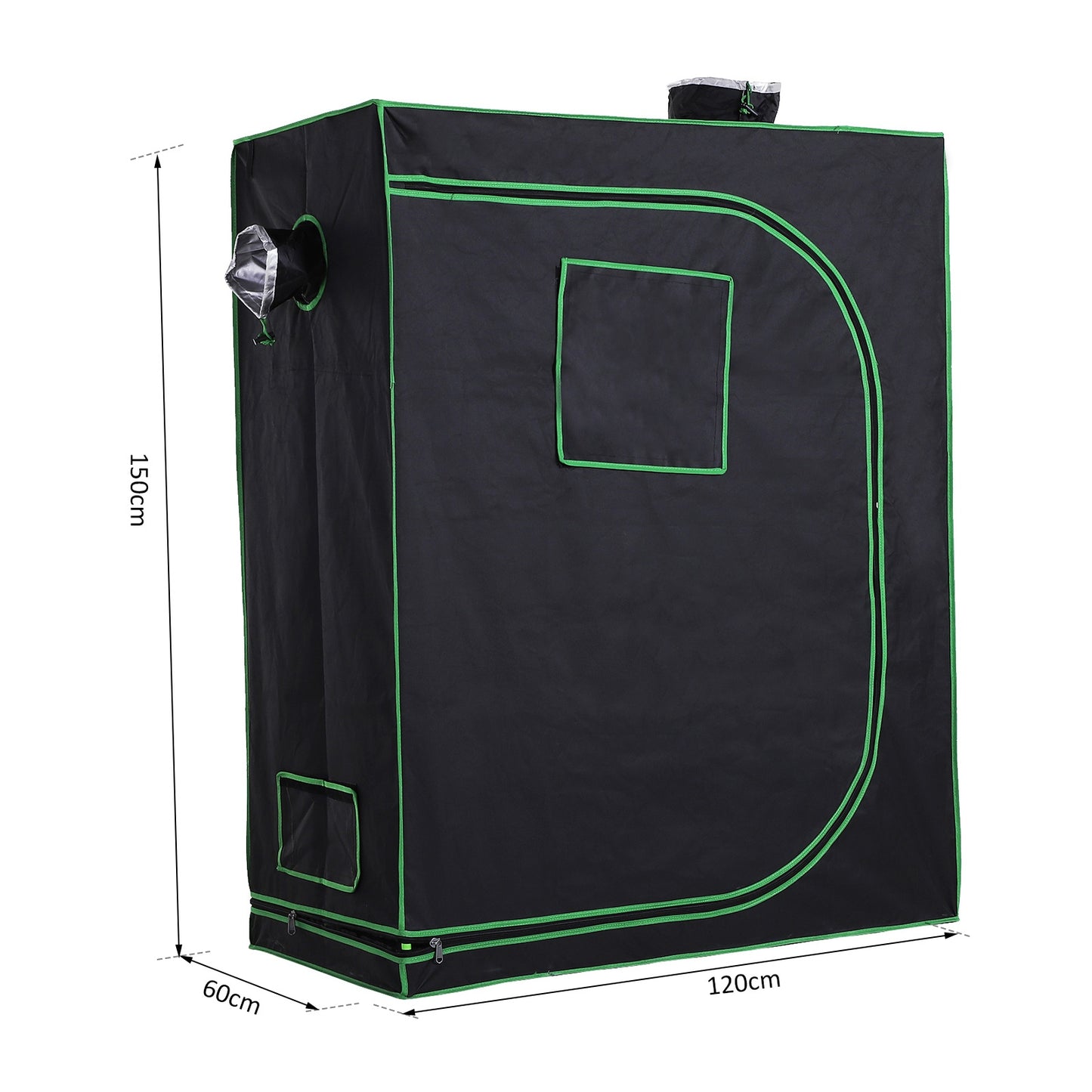 Outsunny Hydroponic Plant Grow Tent Canopy Indoor Reflective Mylar Green Room 600D Oxford 120L x60W x150Hcm Silver