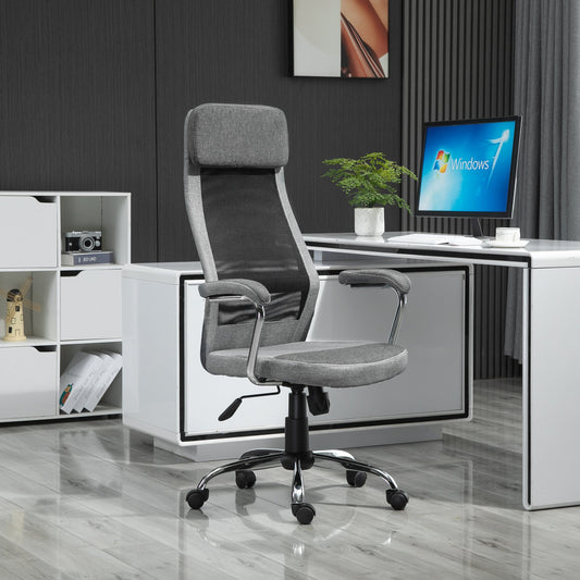 Vinsetto Office Chair Mesh High Back Swivel Task PC Desk Chair for Home w/ Arm, Grey