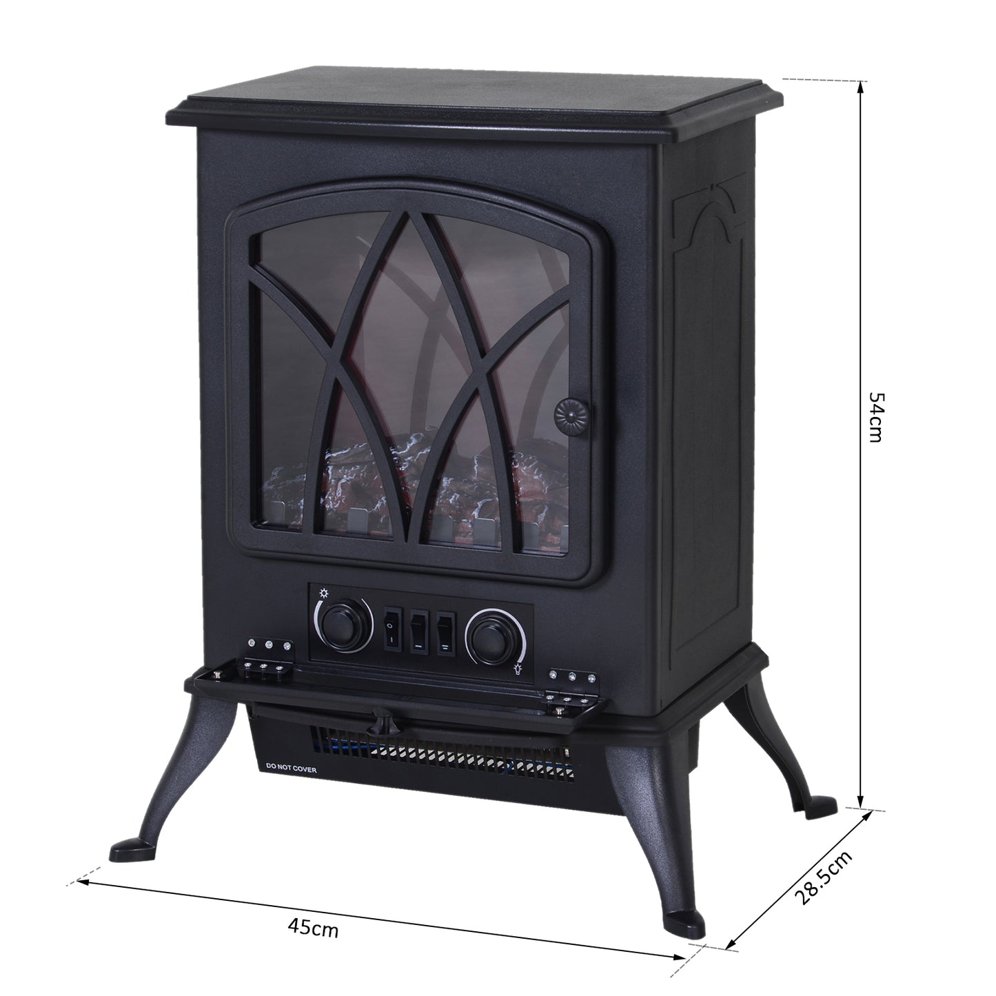 HOMCOM 1850 W Flame Effect Electric Fireplace-Black