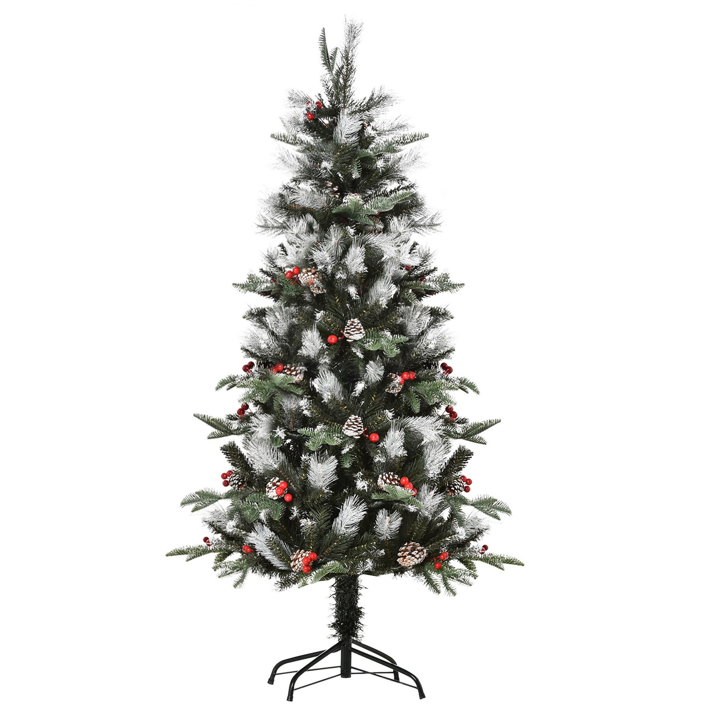 HOMCOM 5FT Artificial Snow Dipped Christmas Tree Xmas Pencil Tree Holiday Decoration