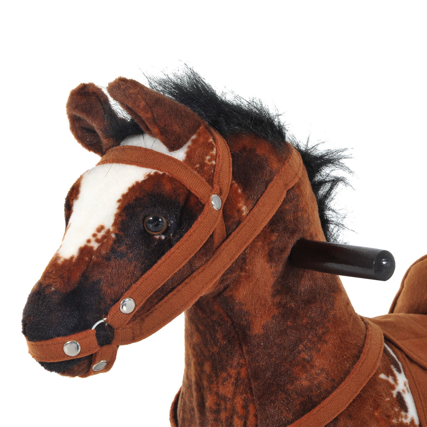HOMCOM Children Plush Rocking Horse W/Sound-Dark Brown