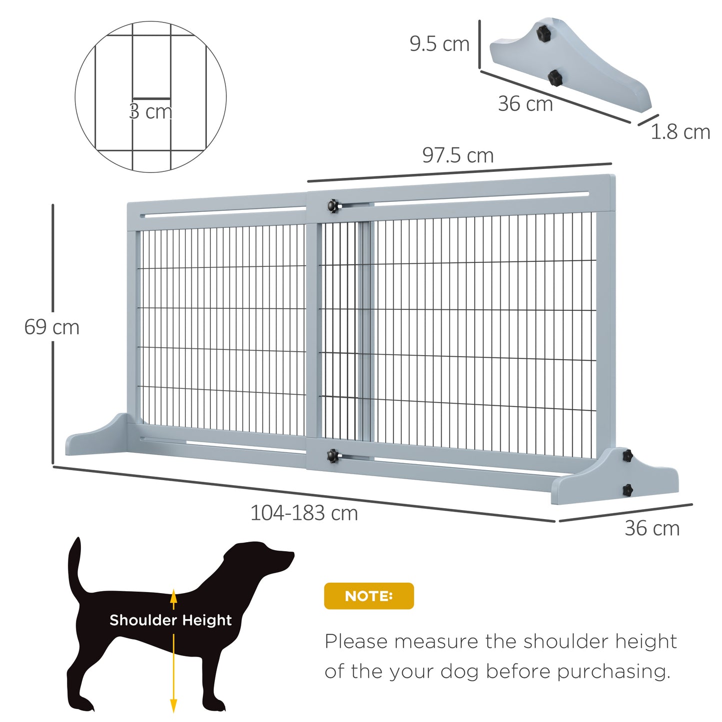 PawHut 183cm Wide Adjustable Wooden Pet Gate w/ 3 Paneld for Small and Medium Dogs