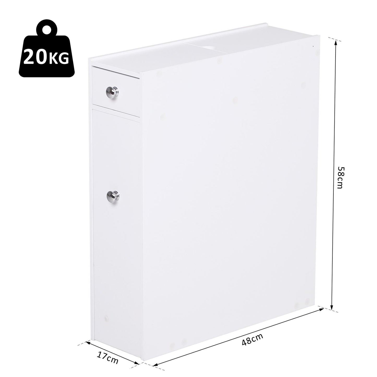 HOMCOM Bathroom Floor Cabinet, 17W x 48D x 58Hcm-White