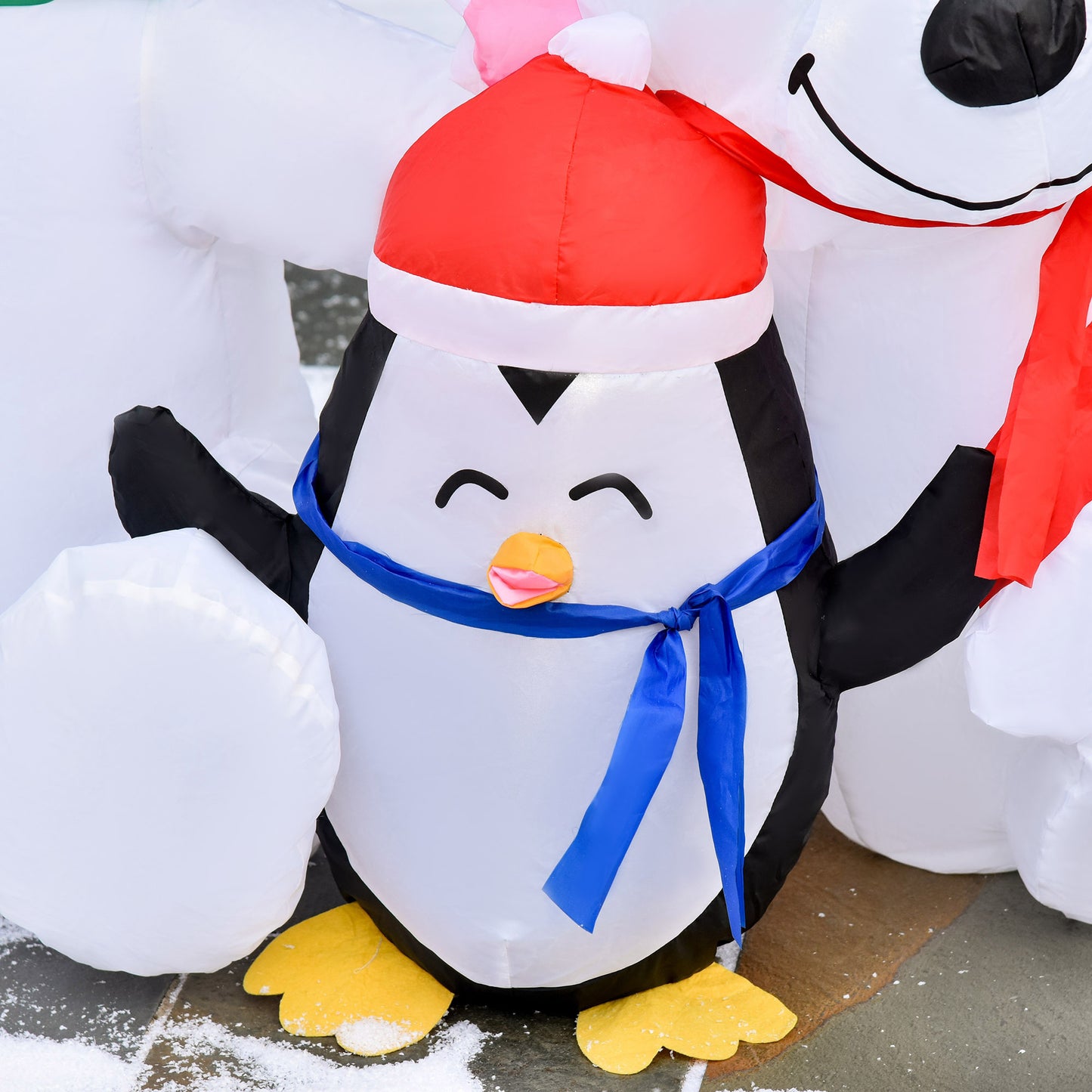 HOMCOM 1.1m Christmas Inflatables with Bears and Penguin Xmas Decoration Outdoor Home