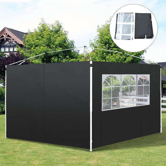 Outsunny 3m Gazebo Exchangeable Side Panels Wall W/ Window-Black