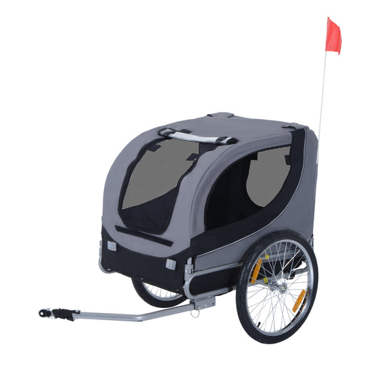 Pawhut Steel Pet Bicycle Trailer 2 Wheel Jogger Carrier Grey
