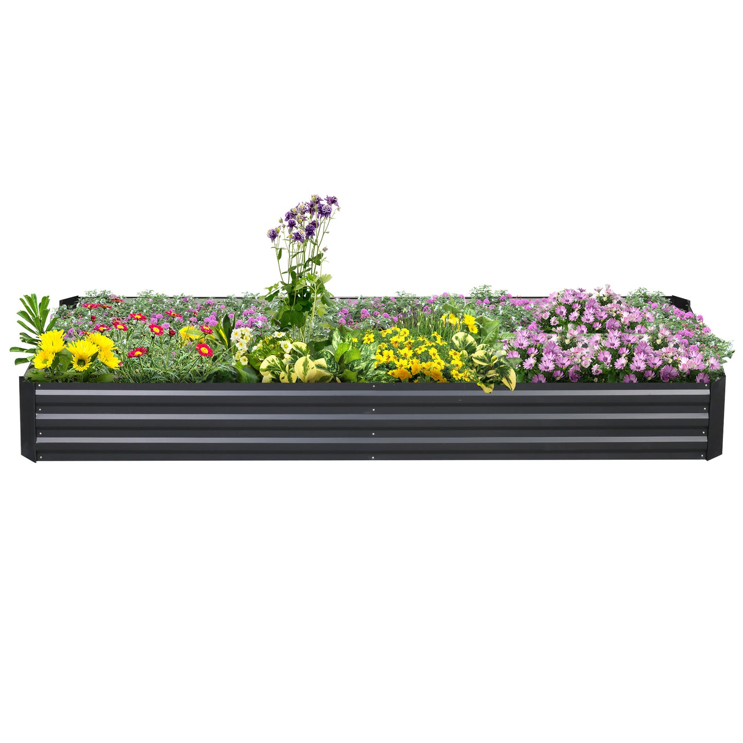Outsunny Metal Raised Garden Bed Planter Box Outdoor Planters for Growing Flowers Herbs Grey 241x90.5x30cm