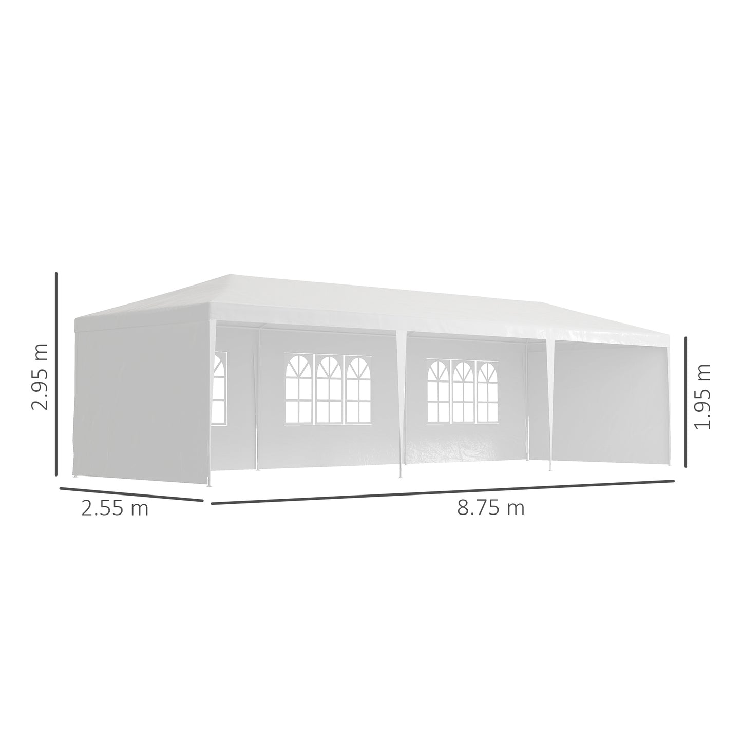 Outsunny 9 x 3m Garden Gazebo, with Removable Walls - White