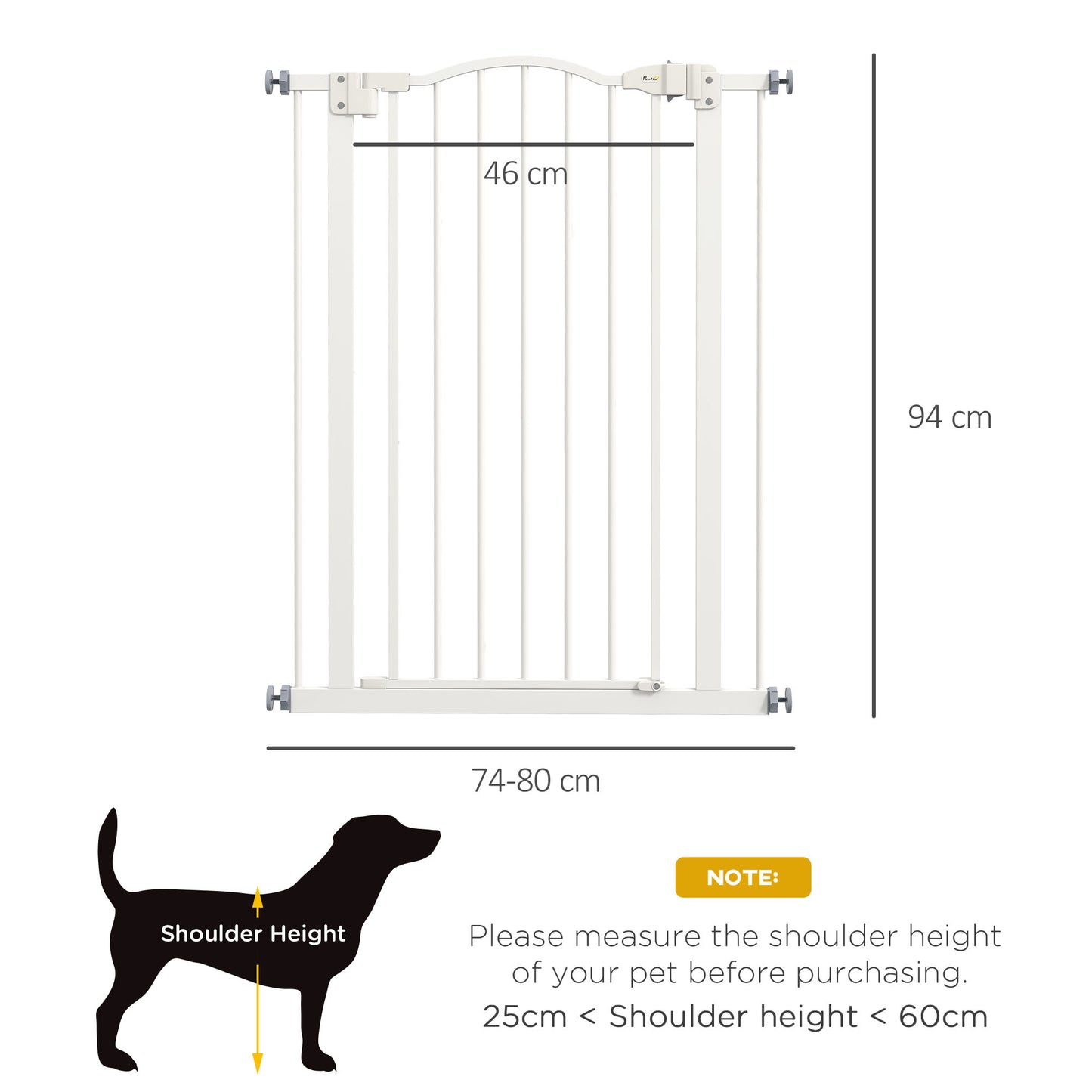 PawHut Metal Pet Safety Gate Dog Gate Folding Fence, White
