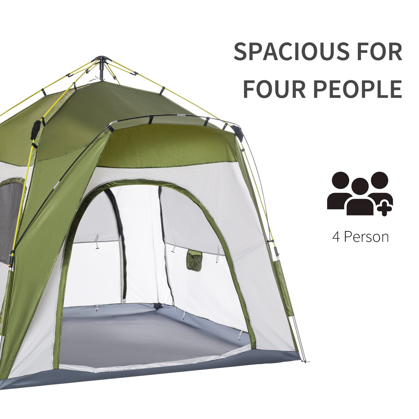 Outsunny Camping Tent, 195H cm-Army Green/Grey