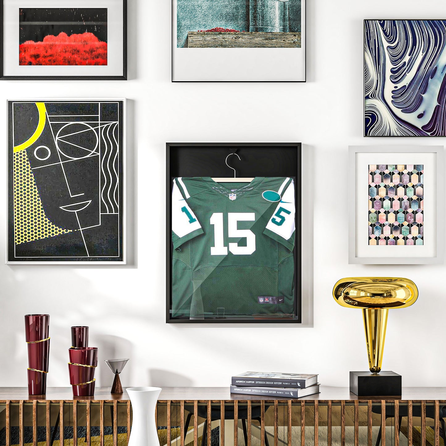 HOMCOM Football Shirt Frame Display, Acrylic Jersey Frame with UV Protection, Aluminium Sports Shirt Shadow Box for Basketball Football Baseball, 60 x 80 cm, Black