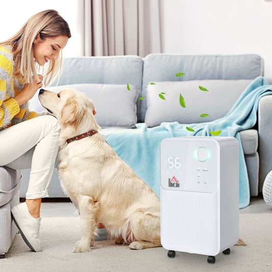 HOMCOM 12L/Day 2L Portable Quiet Dehumidifier for Home Laundry Room Bedroom Basement, Electric Moisture Air De-Humidifier with 3 Modes