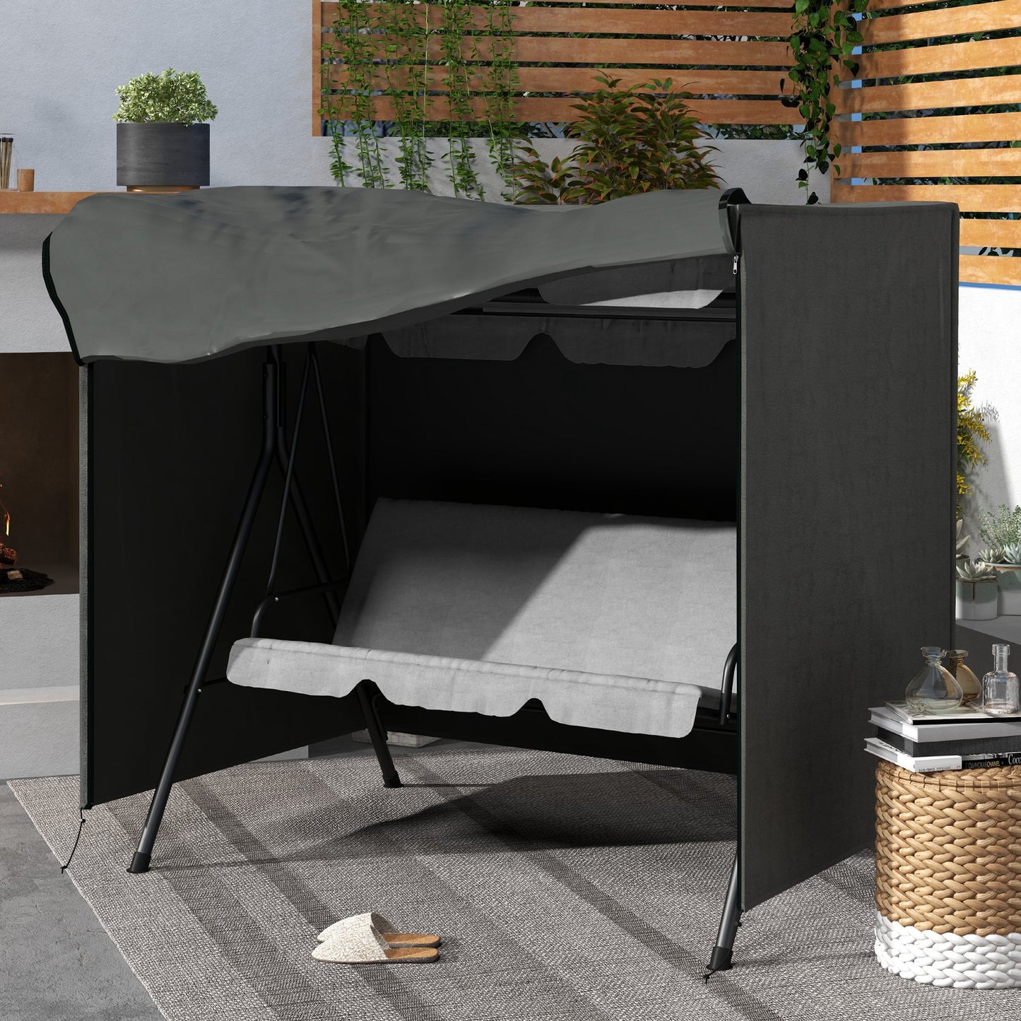 Outsunny 600D Oxford Patio Swing Chair Cover Outdoor Garden Furniture Rain Protection Protector Waterproof Anti-UV, 177 x 114 x 152 cm, Dark Grey