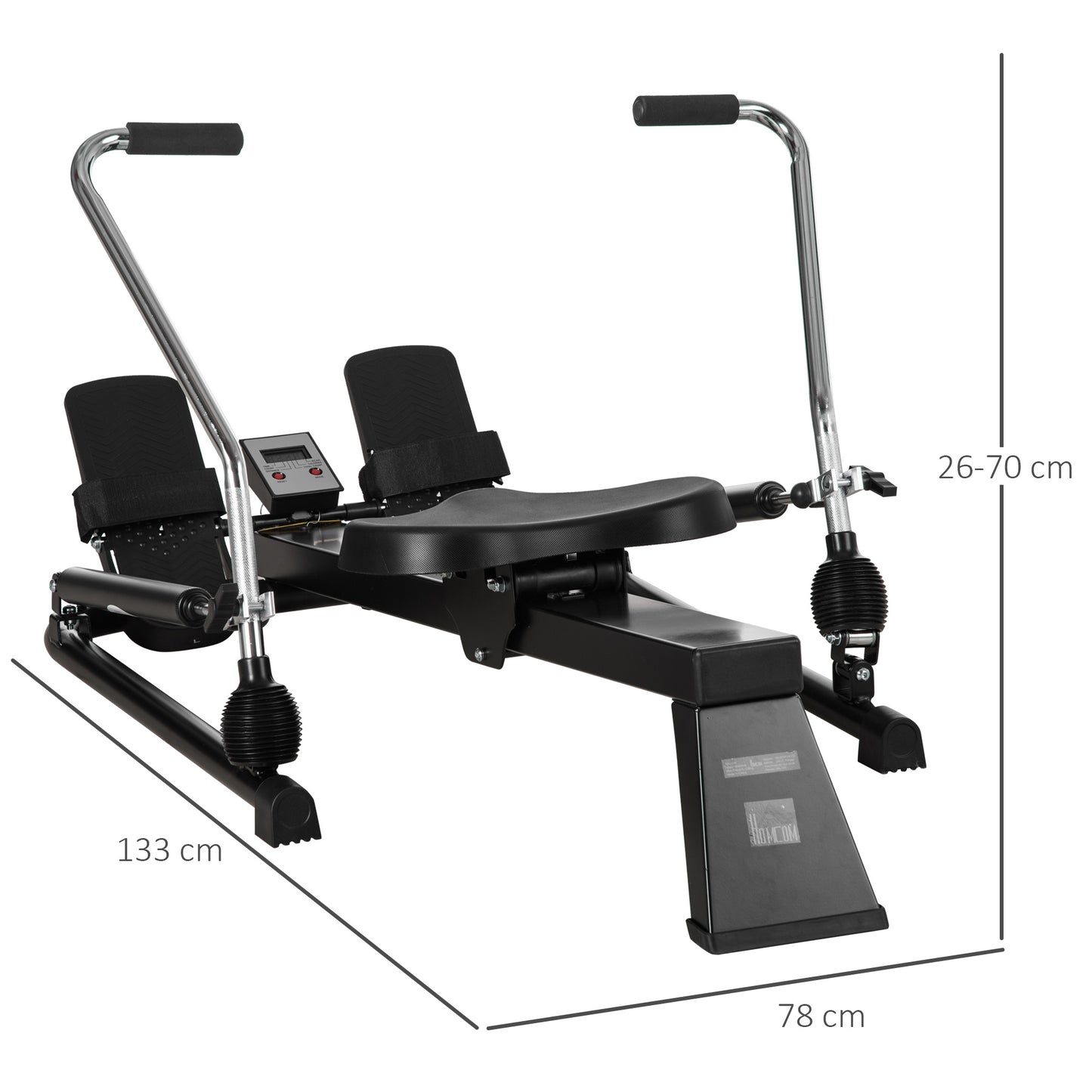 HOMCOM Rowing Machine, Rower with Adjustable Resistances and Digital Monitor for Home, Office, Gym