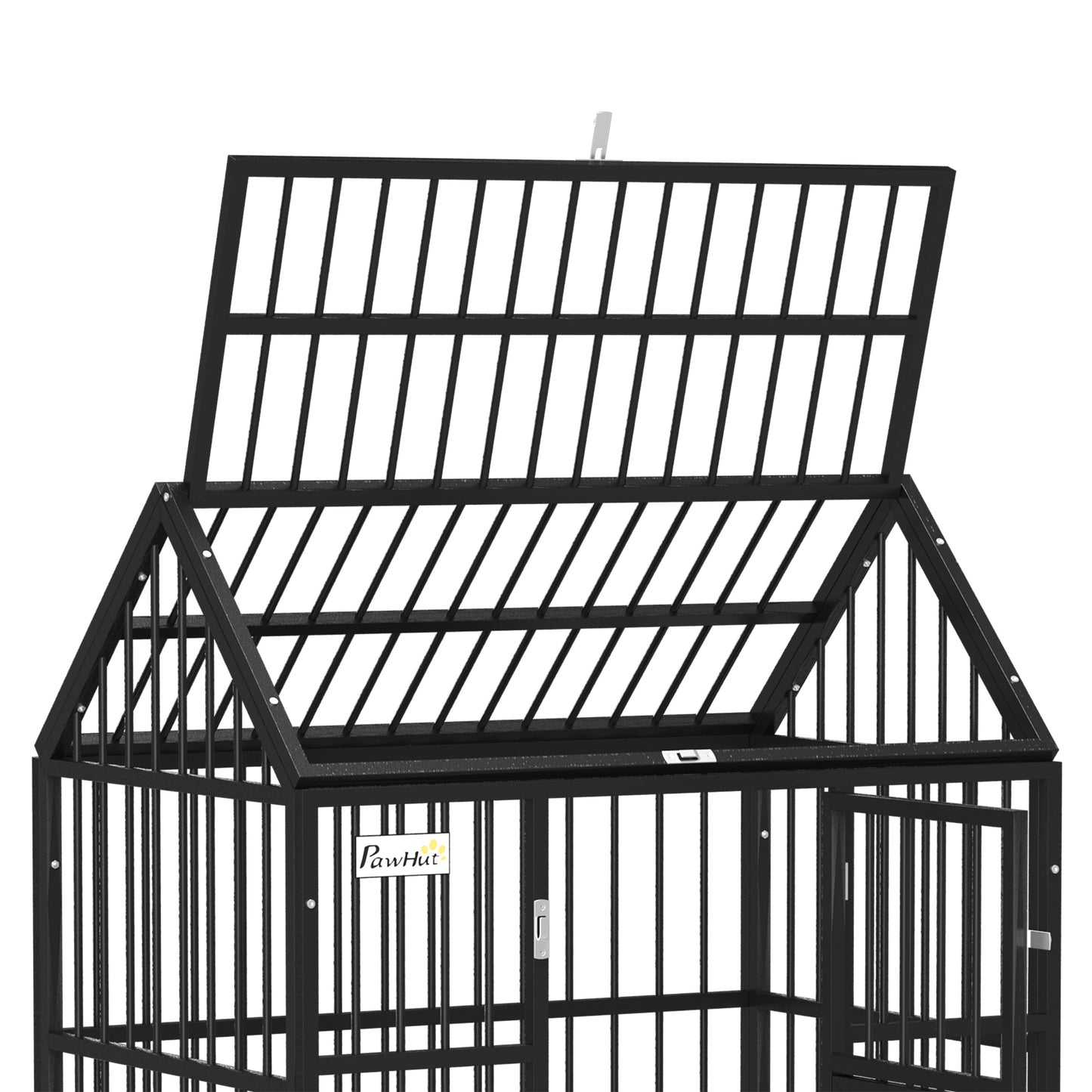 PawHut 43" Heavy Duty Dog Crate on Wheels, with Removable Tray, Openable Top