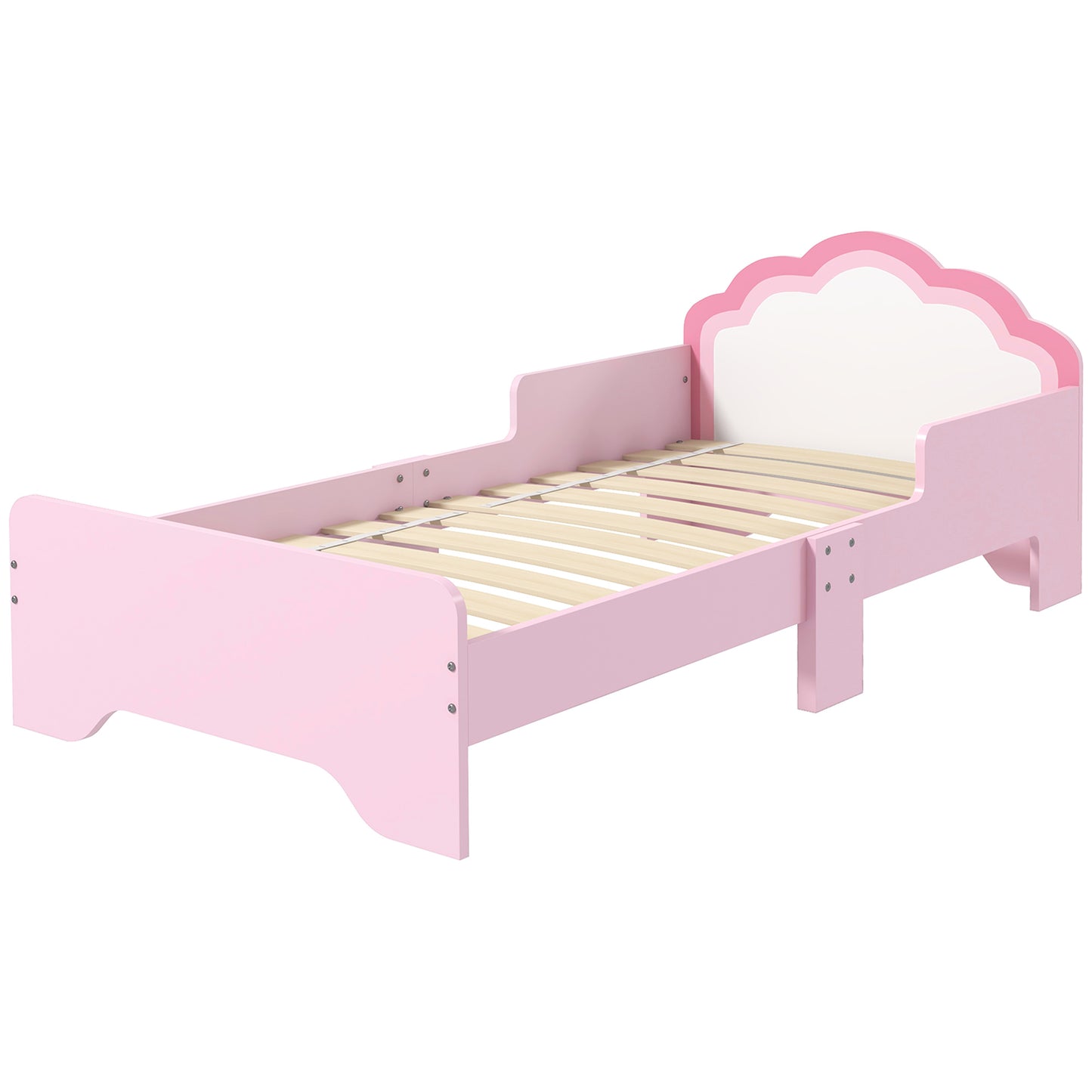 ZONEKIZ Toddler Bed Frame Princess Bed for Kids Cloud Design 143 x 74 x 55 cm Pink