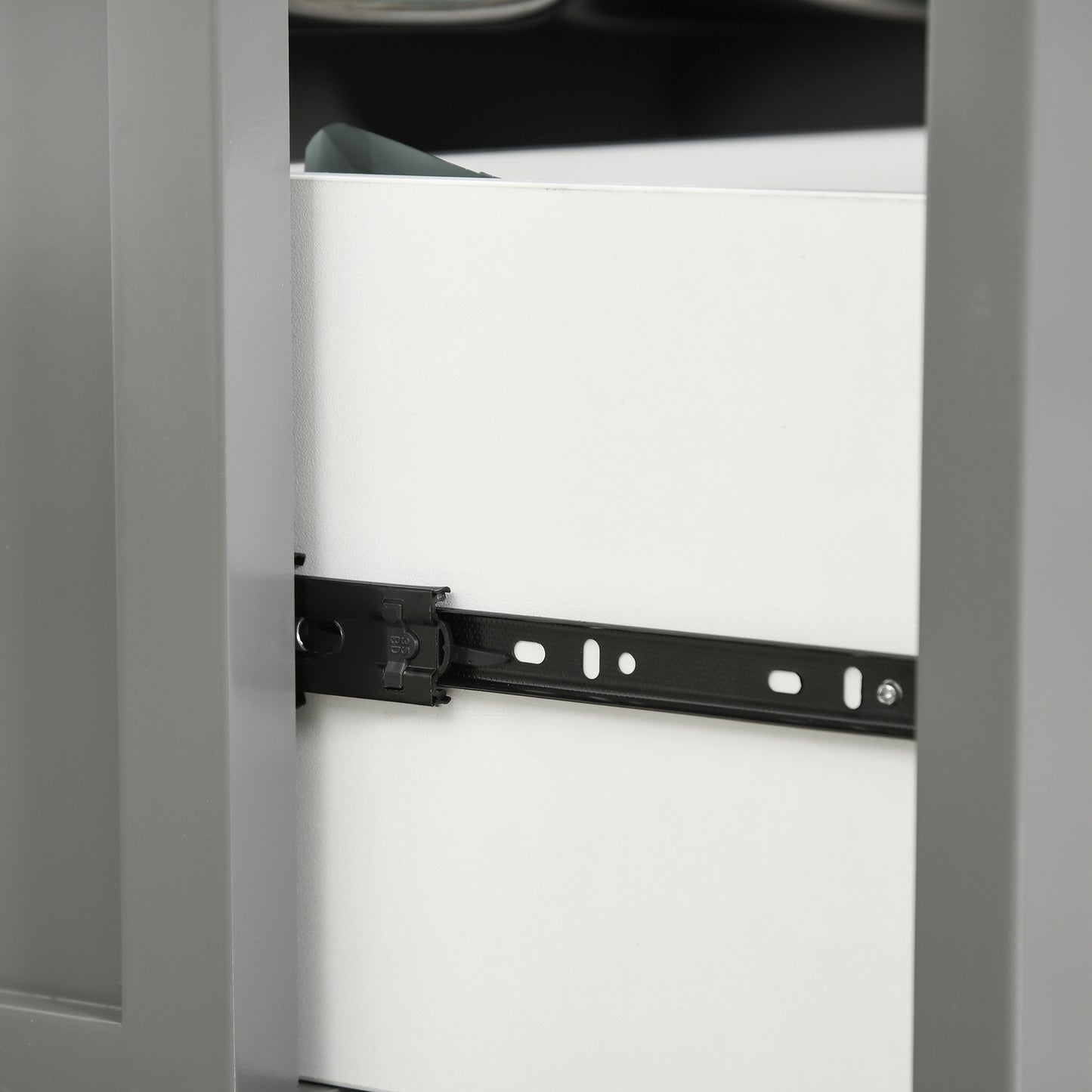 PawHut Stainless Steel Raised Dog Bowls with 21L Storage Drawer for Large Dogs Grey