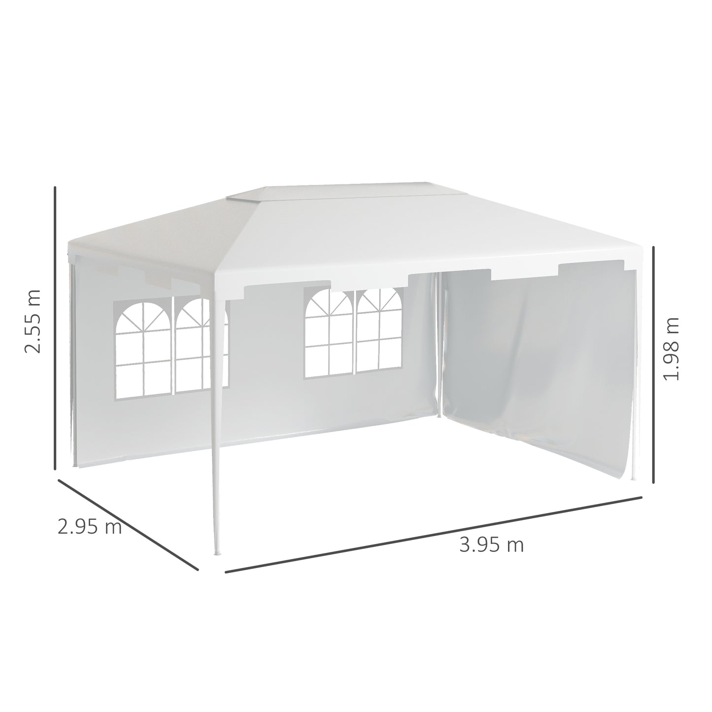 Outsunny 3 x 4m Half-Open Garden Gazebo, with Windows - White