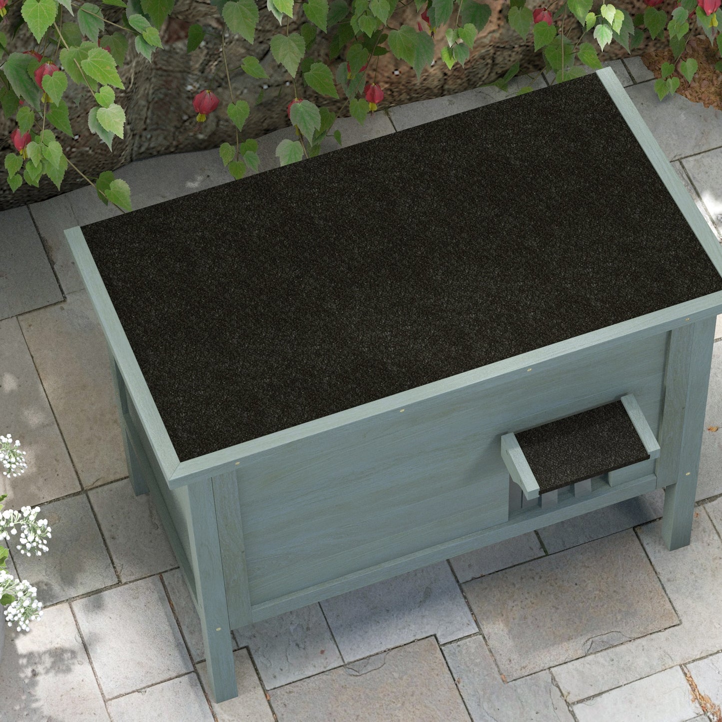 PawHut Feral Cat House Wooden Insulated with Removable Floor, Waterproof Openable Roof Charcoal Grey