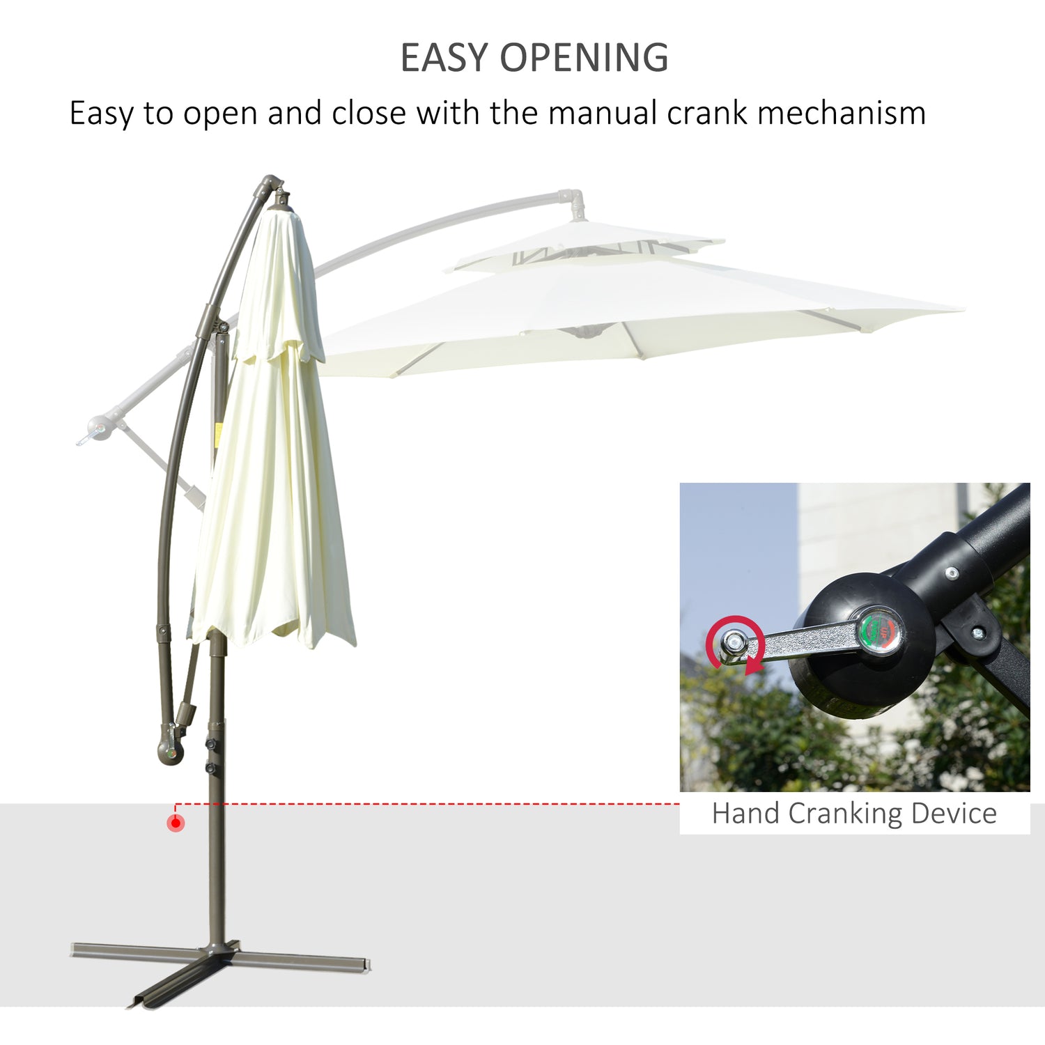 Outsunny 2.7m Garden Banana Parasol Cantilever Umbrella with Crank Han –