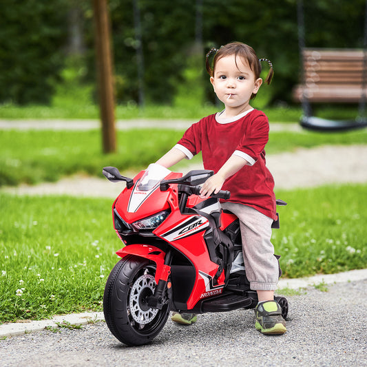 HOMCOM Electric Ride On Motorcycle with Headlights Music, 6V Battery Powered Kids Motorcycle Vehicle Red