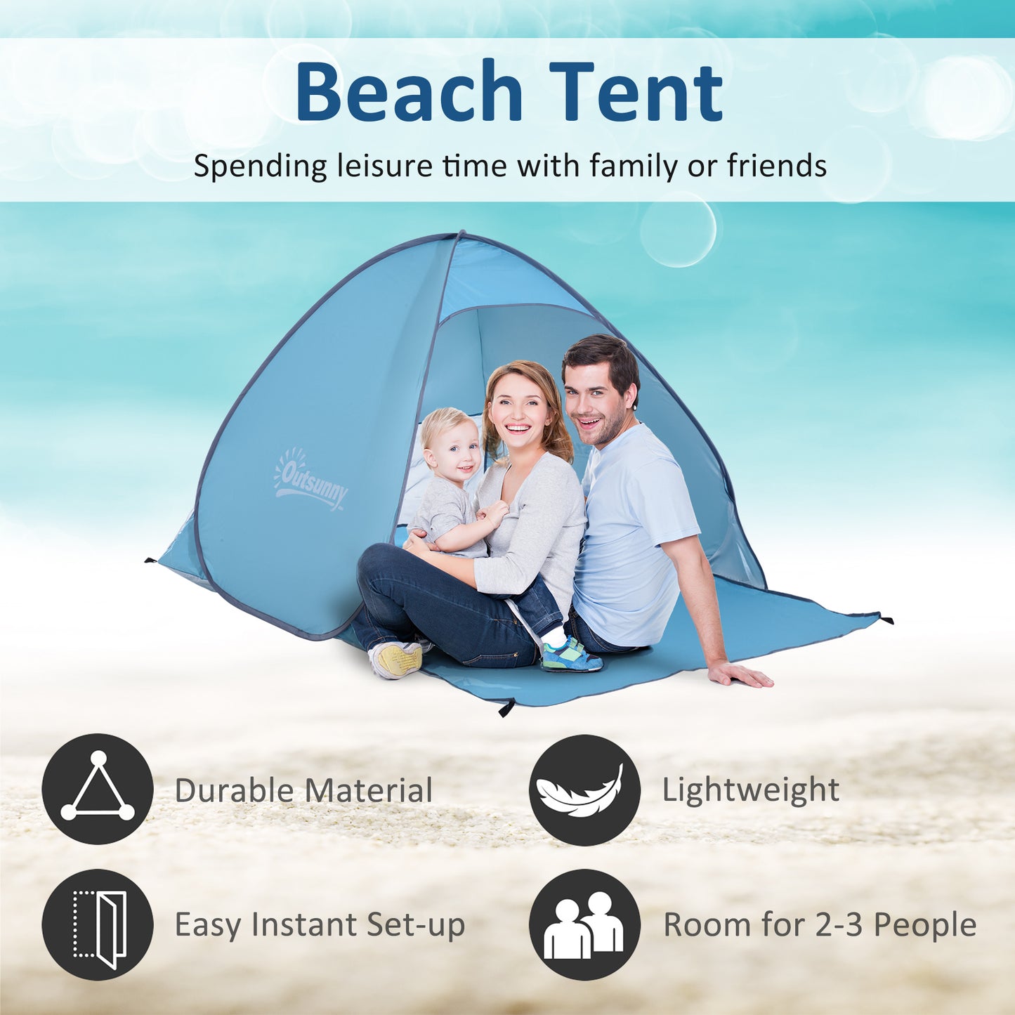 Outsunny 2 Person Pop Up UV Shelter Shade-Blue