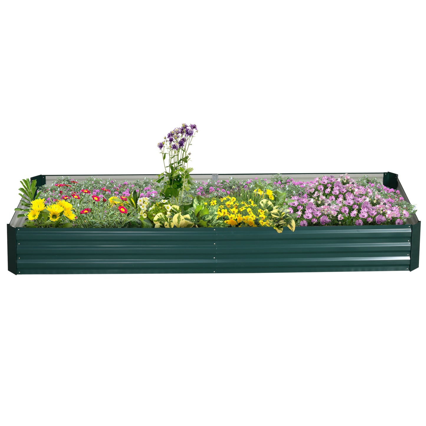 Outsunny Metal Raised Garden Bed Planter Box Outdoor Planters for Growing Flowers Herbs Green 241x90.5x30cm