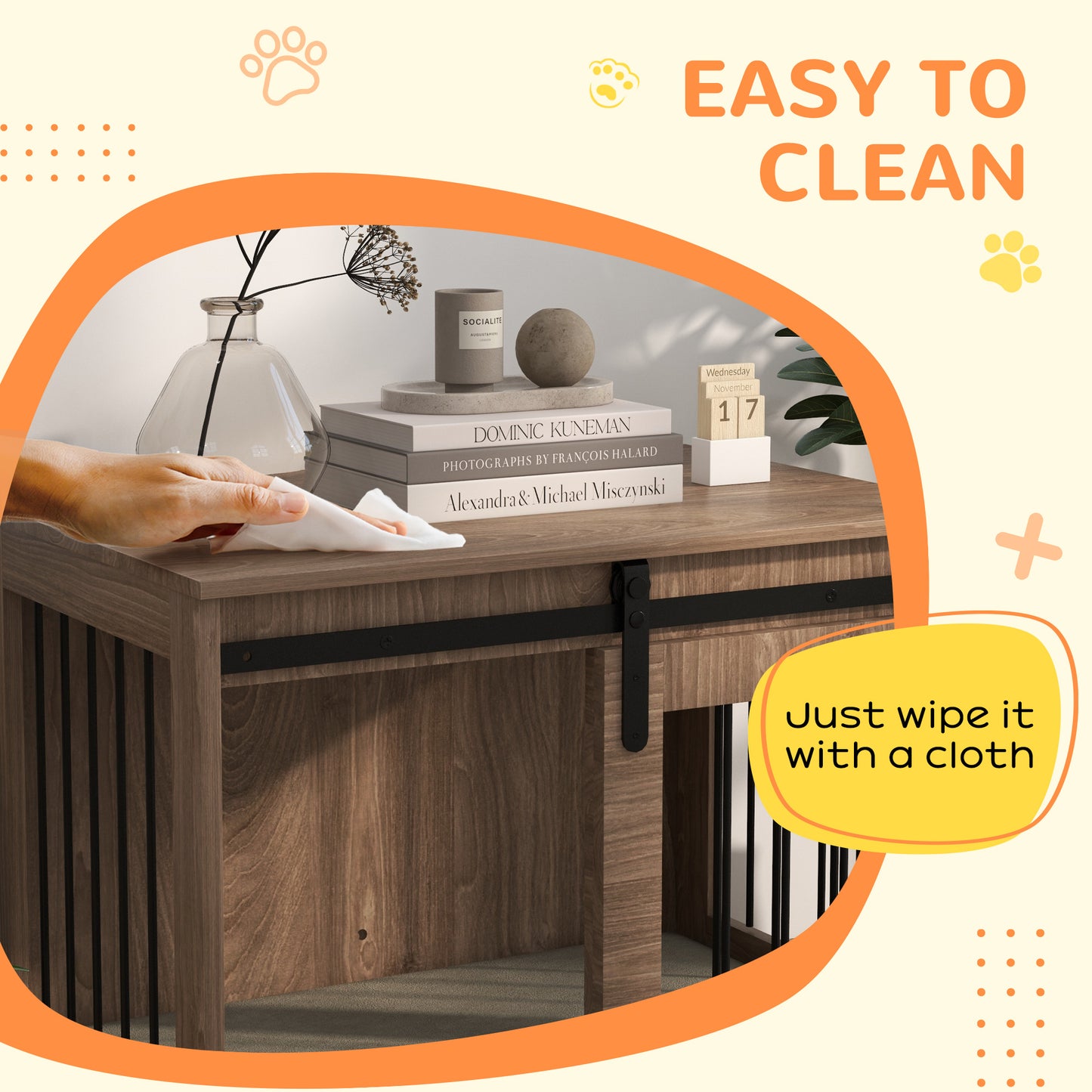 PawHut Dog Crate Furniture with Removable Cushion for Medium Dogs 80 x 54 x 57cm Brown