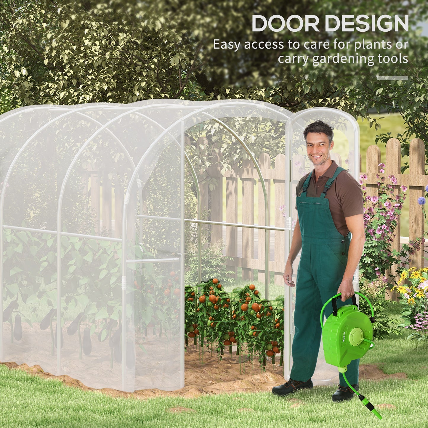 Outsunny Polytunnel Greenhouse Walkin Grow House with PE Cover Door and Galvanised Steel Frame 3 x 2 x 2m Clear