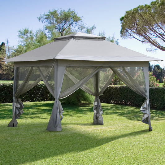 Outsunny 3.6 x 3(m) Foldable Pop-up Party Tent Instant Canopy Sun Shade Gazebo Shelter Steel Frame Oxford w/ Roller Bag