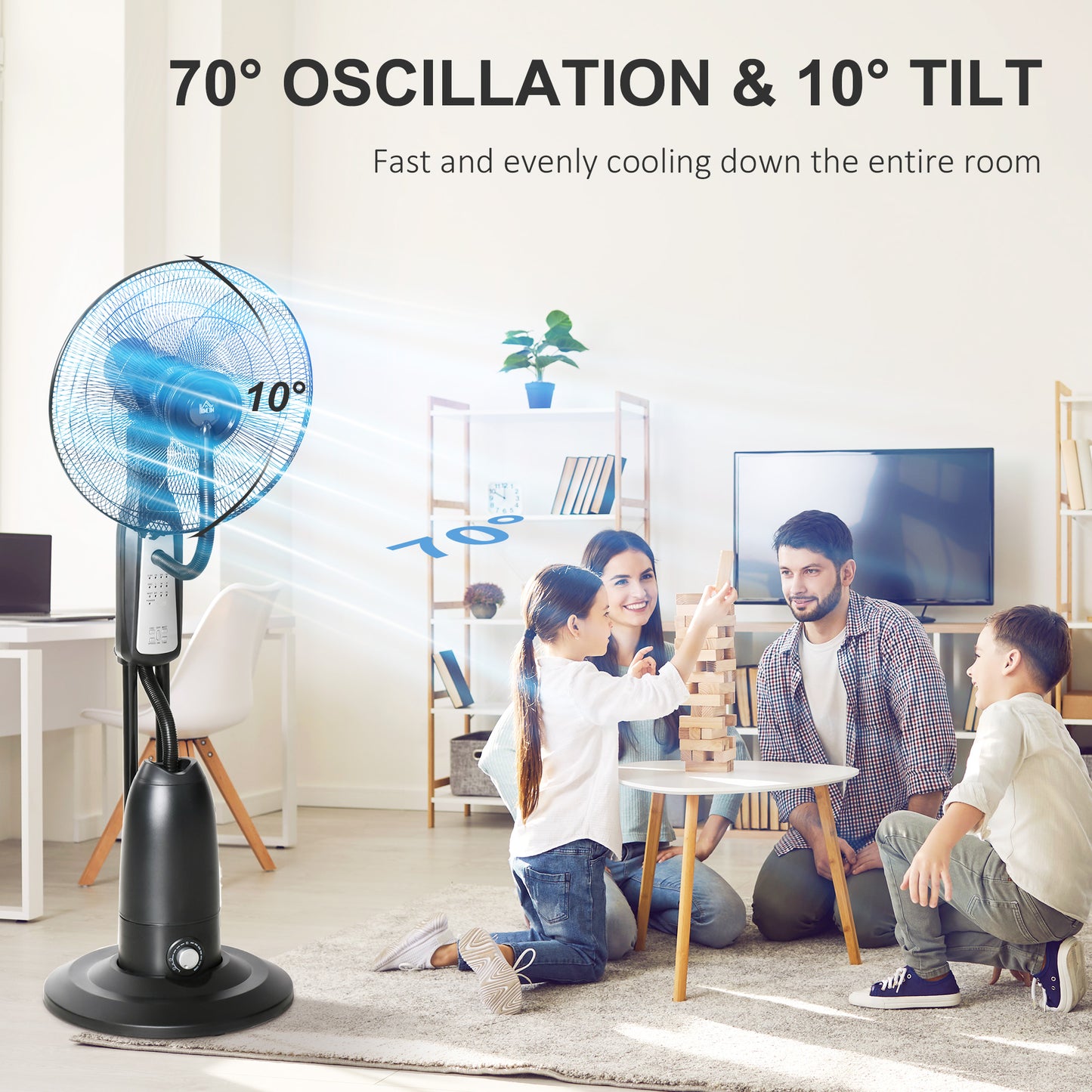 HOMCOM 2.8 Litre Water Mist Fan, with Remote