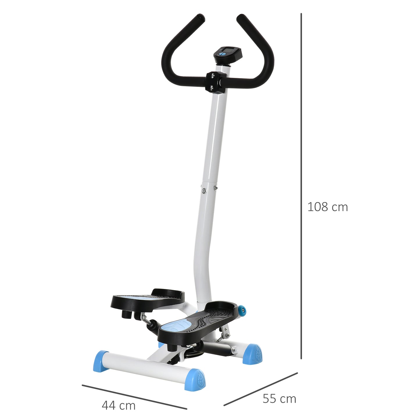 HOMCOM Adjustable Stepper Aerobic Ab Exercise Fitness Workout Machine with LCD Screen & Handlebars, Blue