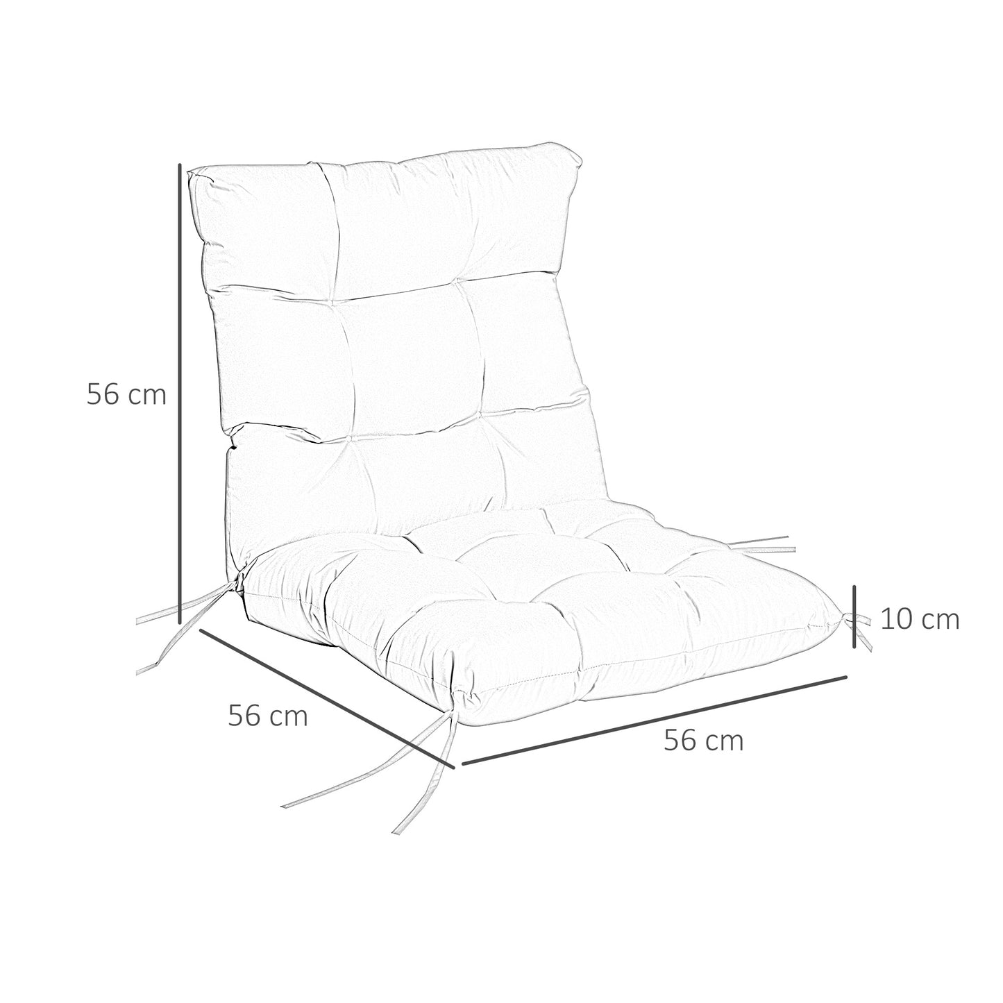Outsunny Replacement Seat/Back Cushion, with Fastenings - Dark Grey