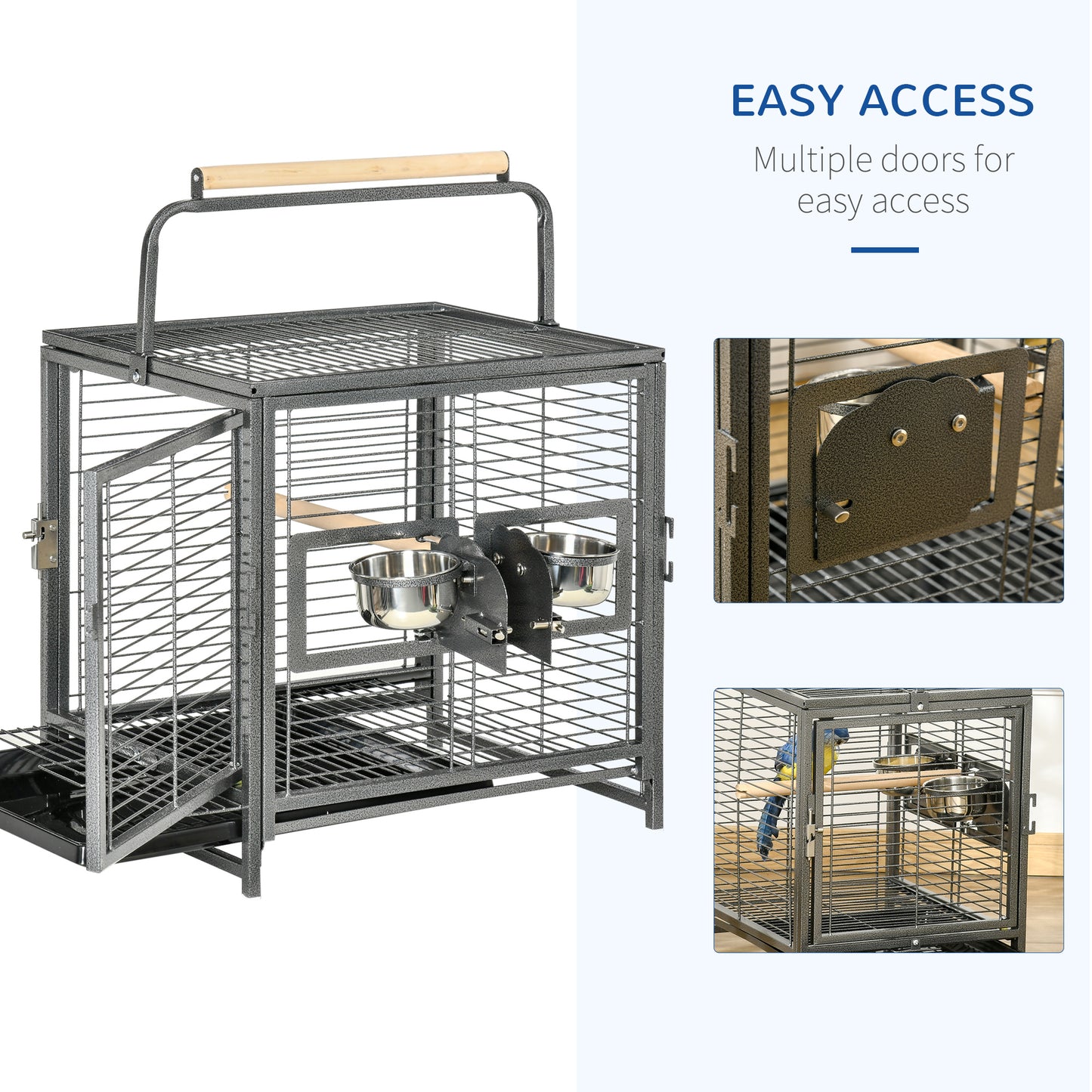 PawHut Parrot Cage, Travel Carry Pet Bird Cage, with Metal Handle