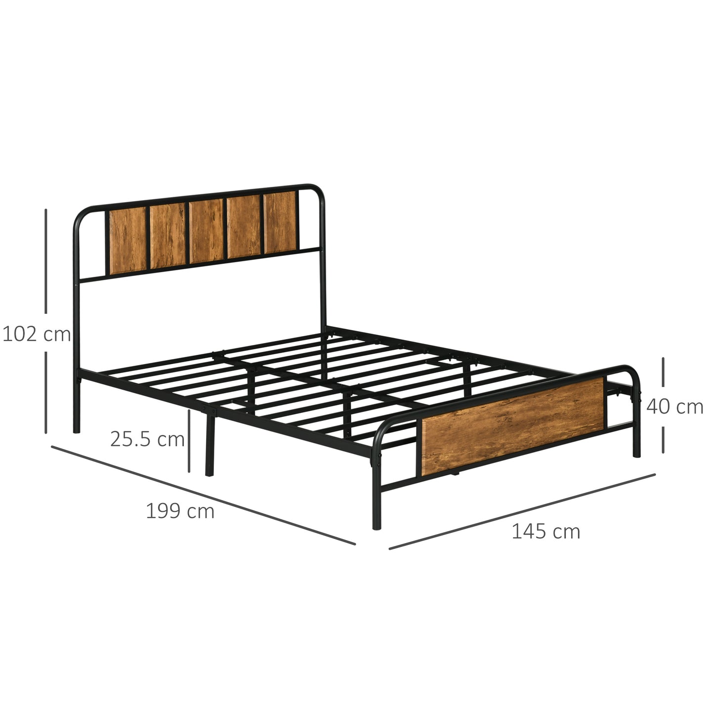 HOMCOM Double Retro-Look Metal Bed Frame