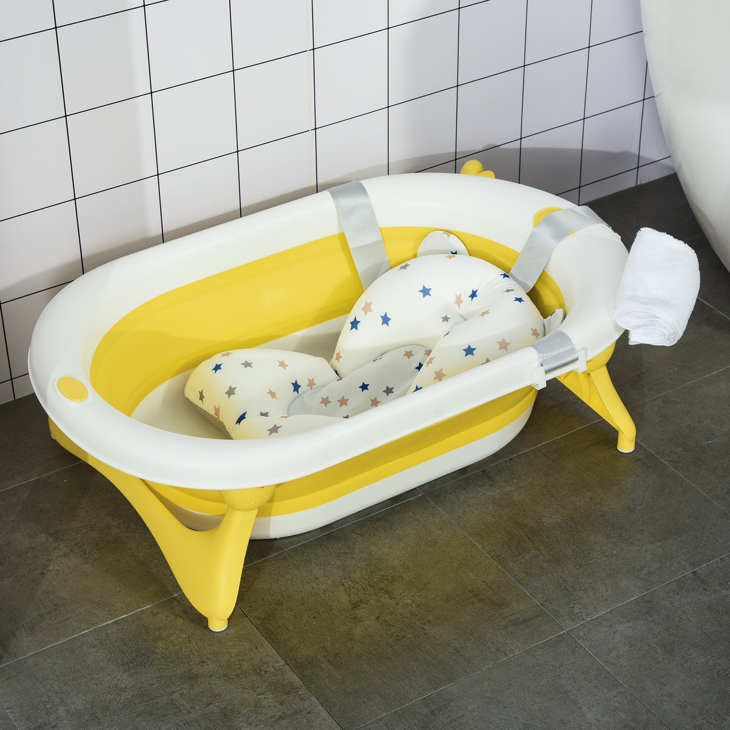 Foldable Baby Bath. Collapsible Baby Bathtub. Portable. Non-Slip Legs.  (35L)