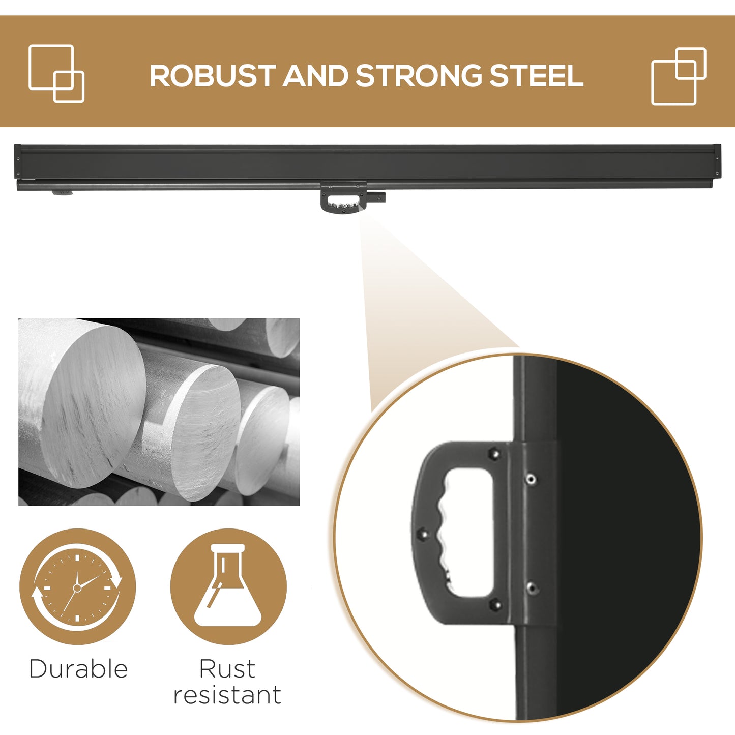 Outsunny 3x2m Retractable Side Awning - Black