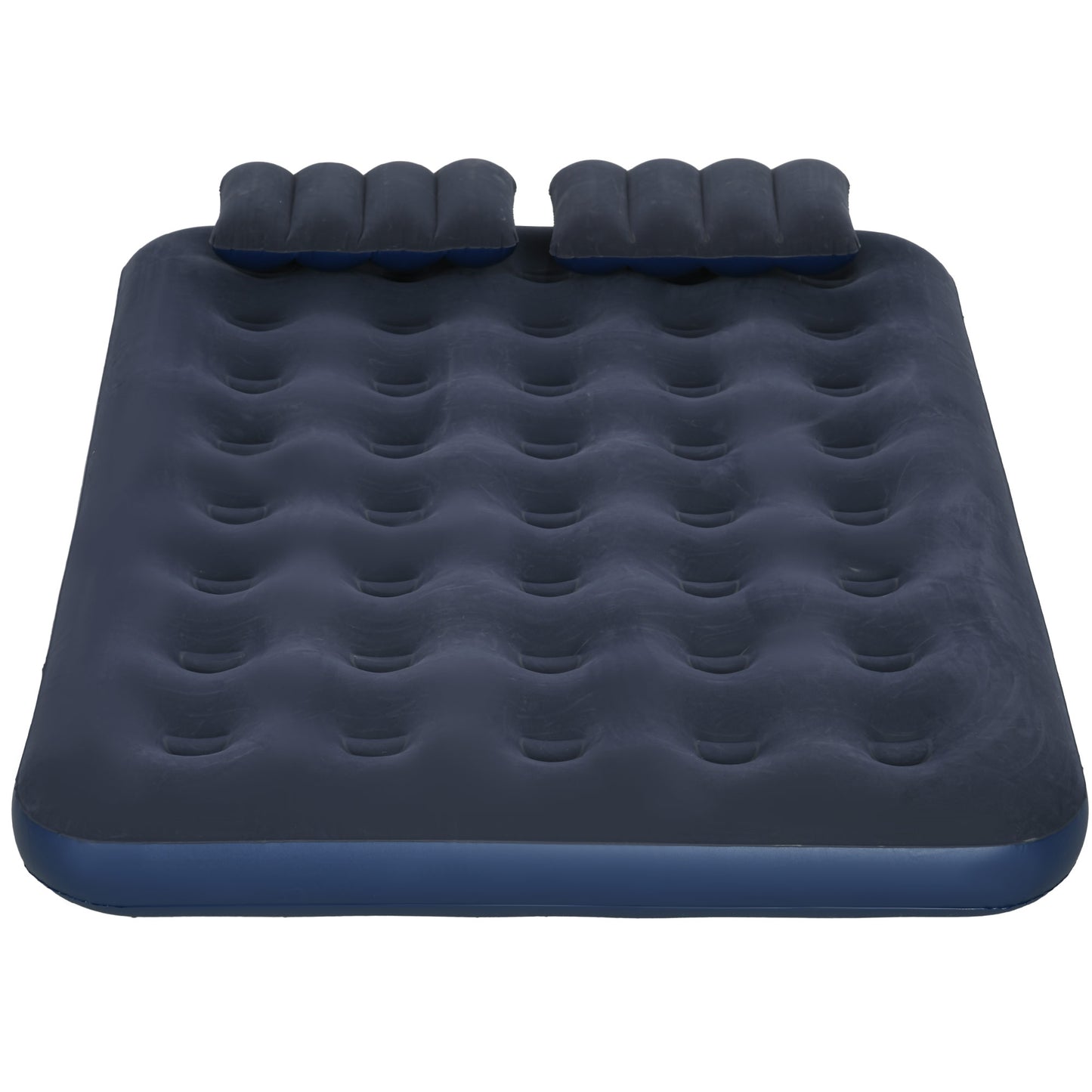 Outsunny Inflatable Queen Size Air Bed, with Built-In Hand Pump - Blue