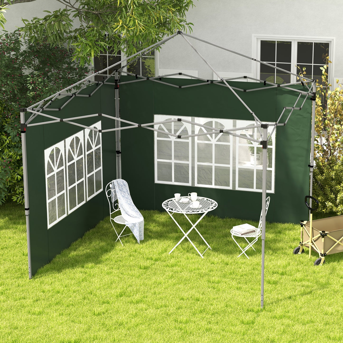 Outsunny Gazebo Side Panels Sides Replacement with Window for 3x3(m) or 3x4m Pop Up Gazebo 2 Pack Green