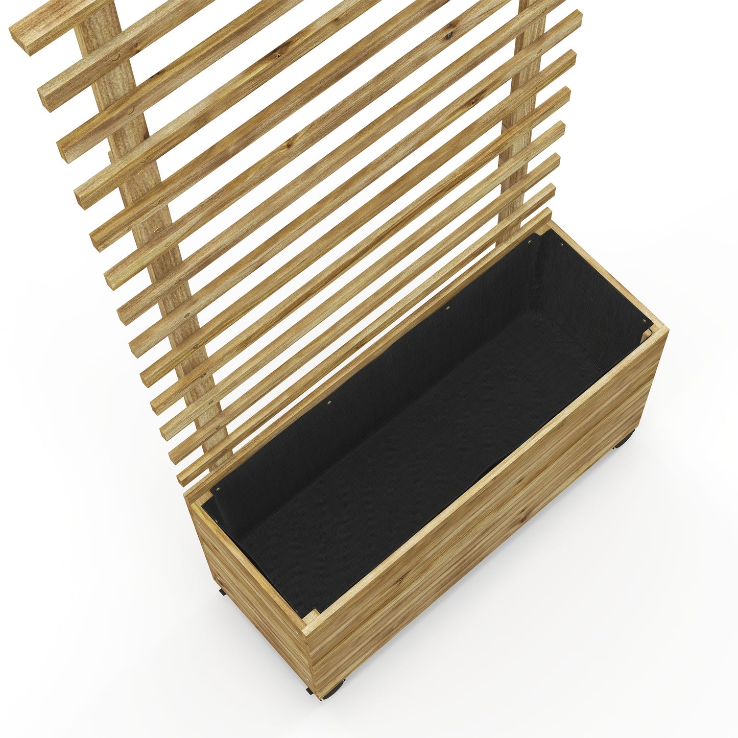 Outsunny Wooden Garden Raised Bed with Trellis Planter Box with 4 Wheels for Climbing Plants 76x30x155cm Natural