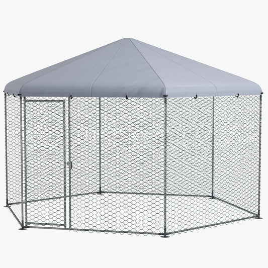 PawHut 4 x 3.5 x 2.6m Chicken Coop for 1015 Chickens Hens Rabbits Ducks Outdoor Garden Chicken Run