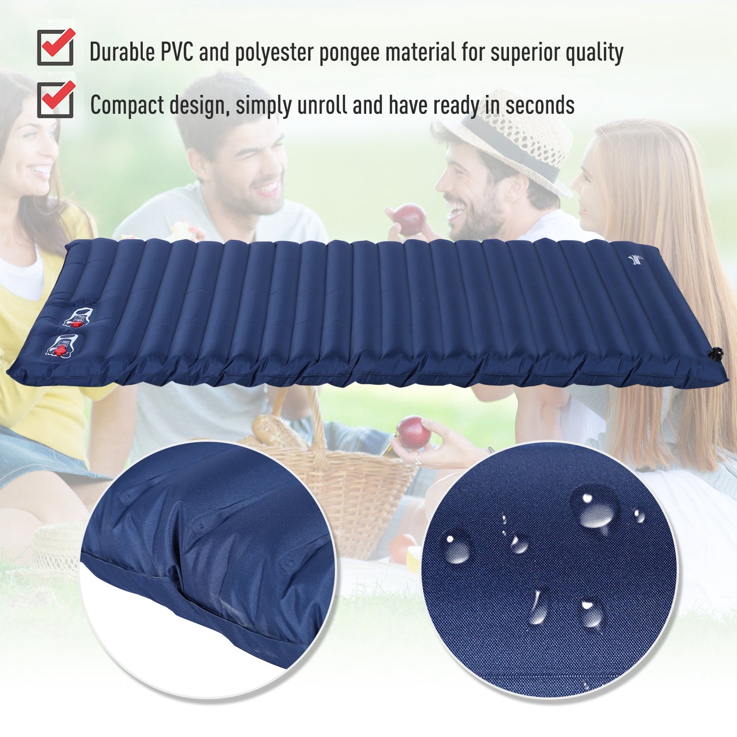 Outsunny PVC Self-Inflating 2Person Camping Sleeping Mattress Green