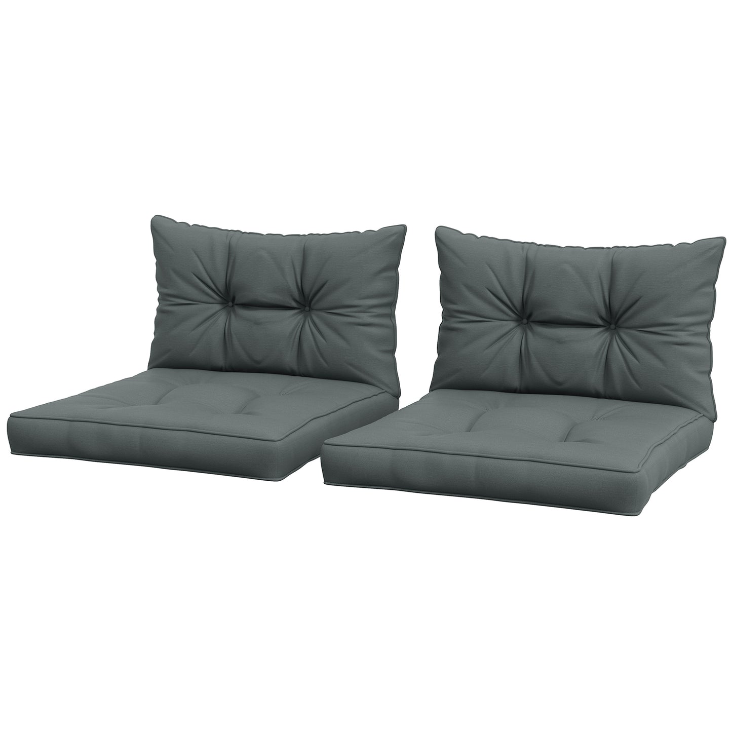 Outsunny 2-Piece Seat Cushions Back Pillows Replacement, Patio Chair Cushions Set for Indoor Outdoor, Light Grey