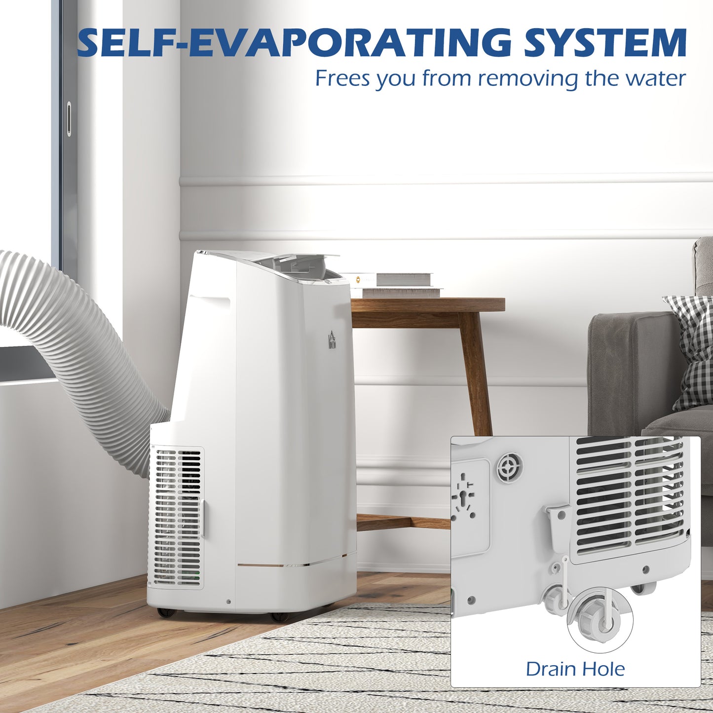 HOMCOM 14,000 BTU Mobile Air Conditioner, Smart Home WiFi Compatible, with Heater, Cooler, Dehumidifier, Fan, 24H Timer