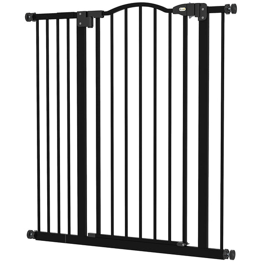 PawHut Metal Pet Safety Gate Dog Gate Folding Fence, Black