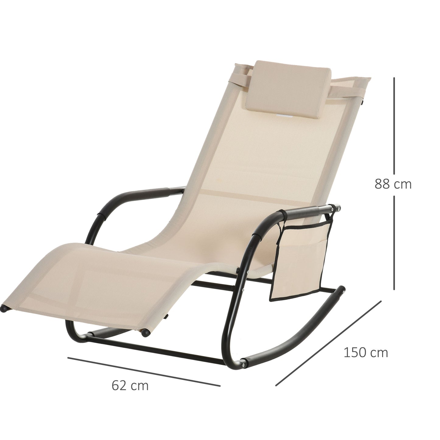 Outsunny Breathable Mesh Rocking Chair for Indoor & Outdoor Recliner Seat w/ Headrest