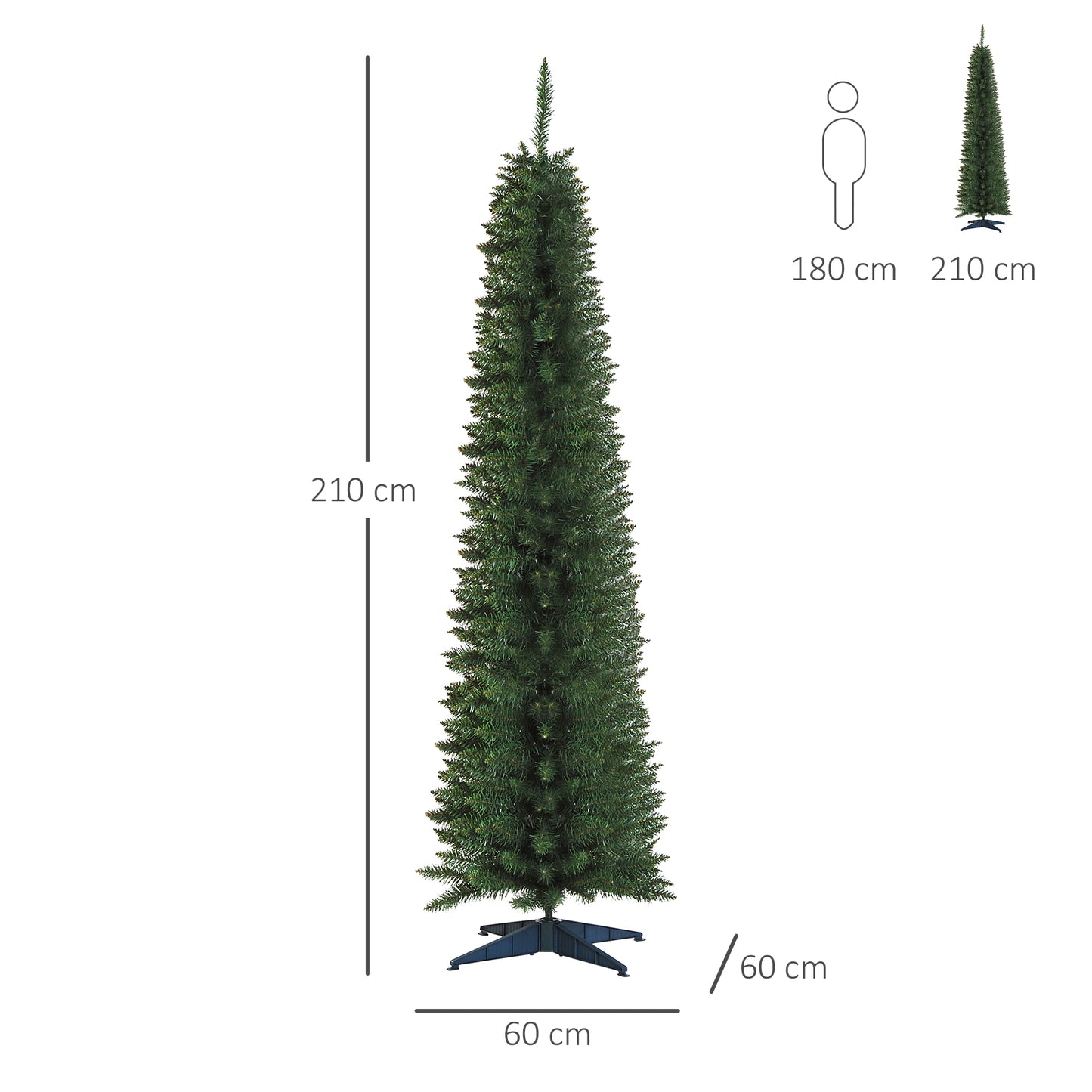 HOMCOM 2.1m Artificial Christmas Pine Tree W/Plastic Stand-Green