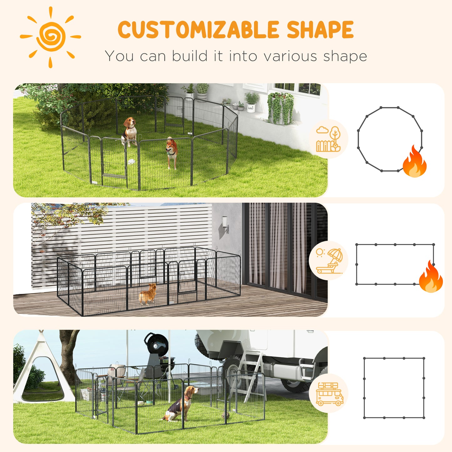 PawHut Steel Puppy Play Pen for Small Medium Dogs