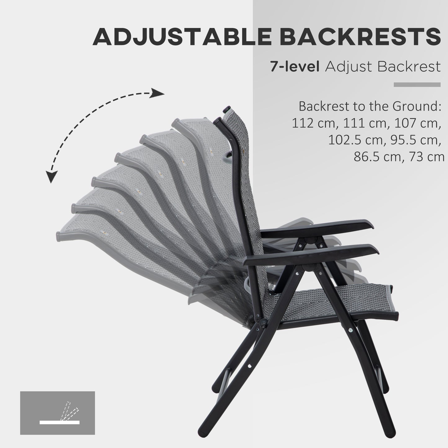 Outsunny 4 PCs Outdoor Rattan Folding Chair Set with 7 Levels Adjustable Backrest for Patio, Lawn