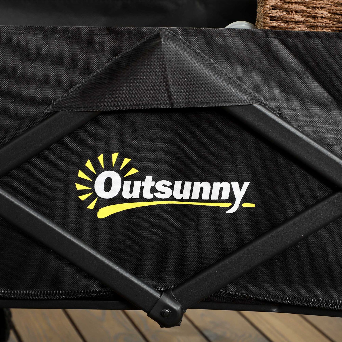 Outsunny Folding Pull Along Cart Cargo Wagon Trolley with Telescopic Handle - Black